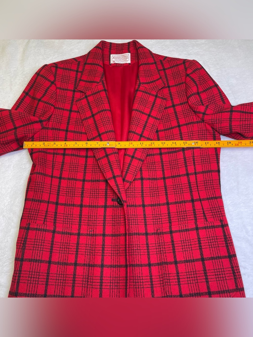 VTG Petite Pendleton Pure Virgin Wool Red Black Plaid Blazer Jacket Size 10 - Picture 8 of 9